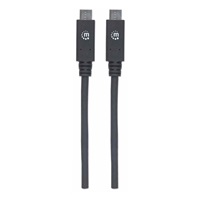 Manhattan USB-C kabel, USB 3.1 Gen 2, USB-C Male na USB-C Male, 10 Gbps, 5 A, 1m, černá