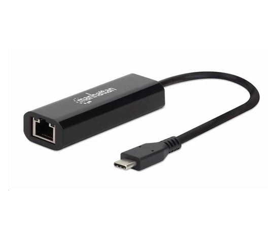 Manhattan adaptér USB-C na 2.5GBASE-T Ethernet, USB 3.2 Gen 1; 10/100/1000 Mbps & 2.5 Gbps, černá