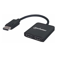 Manhattan rozbočovač, MST hub DisplayPort na Dual HDMI (M/F), černá