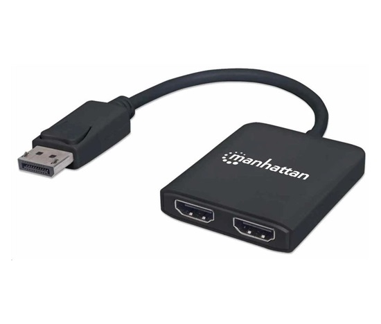 Manhattan rozbočovač, MST hub DisplayPort na Dual HDMI (M/F), černá