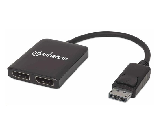 Manhattan rozbočovač, MST hub, DisplayPort na Dual DisplayPort (M/F), 4K@30Hz, černá