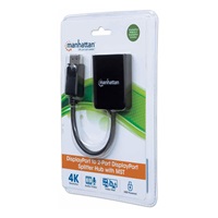 Manhattan rozbočovač, MST hub, DisplayPort na Dual DisplayPort (M/F), 4K@30Hz, černá