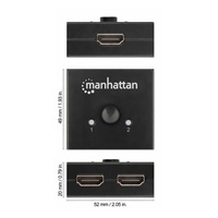 Manhattan HDMI rozdělovač, 4K Bi-Directional 2-Port HDMI Splitter/Switch, 4K@30Hz, černá