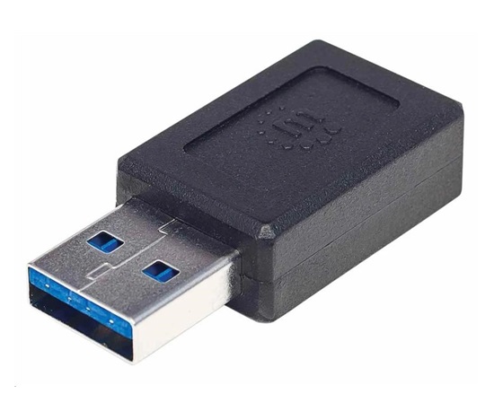 Manhattan USB adaptér, USB 3.1 Gen 2, USB-A Male na USB-C Female, 10 Gbps, černá