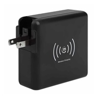 Manhattan cestovní nabíječka a powerbanka, 4-in-1, 8.000 mAh,  Interchangeable US/EU/UK Plugs, černá