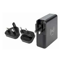 Manhattan cestovní nabíječka a powerbanka, 4-in-1, 8.000 mAh,  Interchangeable US/EU/UK Plugs, černá