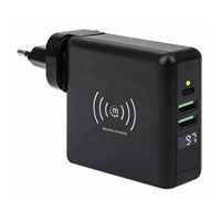 Manhattan cestovní nabíječka a powerbanka, 4-in-1, 8.000 mAh,  Interchangeable US/EU/UK Plugs, černá