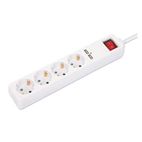 Manhattan prodlužovací přívod, 4 zásuvky, vypínač, 2xUSB, 2m, bílá