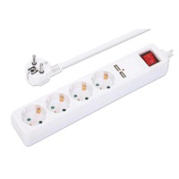 Manhattan prodlužovací přívod, 4 zásuvky, vypínač, 2xUSB, 2m, bílá