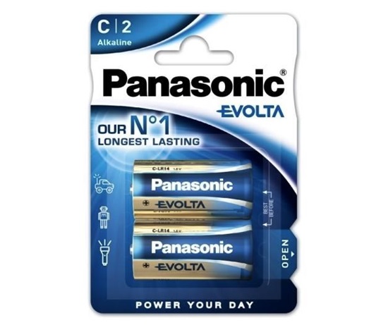 PANASONIC Alkalické baterie EVOLTA Platinum LR14EGE/2BP 1,5V (Blistr 2ks)