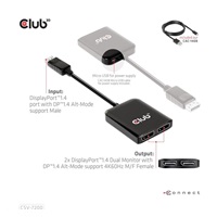 Club3D Video adaptér MST (Multi Stream Transport) DisplayPort 1.4 na DisplayPort 1.4 Dual Monitor 4K60Hz (M/F), černá