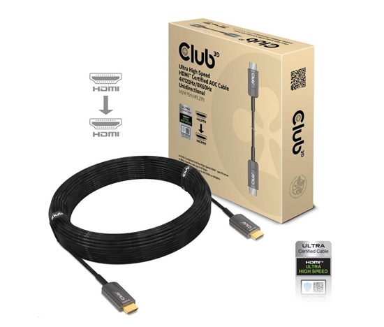 Club3D Kabel HDMI, Ultra Rychlý HDMI™ Certifikovaný AOC Cable, 4K120Hz/ 8K60Hz (M/M), 15m