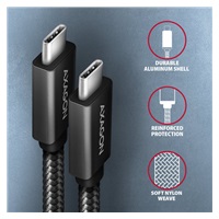 AXAGON BUCM32-CM20AB, SPEED+ kabel USB-C <-> USB-C, 2m, USB 20Gbps, PD 100W 5A, 4k HD, ALU, oplot, czarny