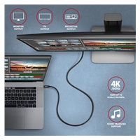 AXAGON BUCM32-CM20AB, SPEED+ kabel USB-C <-> USB-C, 2m, USB 20Gbps, PD 100W 5A, 4k HD, ALU, oplot, czarny