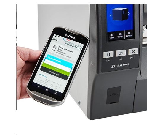 Zebra ZT411, 12 dots/mm (300 dpi), disp. (colour), RTC, RFID, EPL, ZPL, ZPLII, USB, RS232, BT, Ethernet