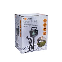 Solight zahradní sloupek IP44, 2 zásuvky + časový spínač, gumový kabel 1,5m