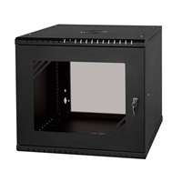 LEXI-Net 19" nástěnný rozvaděč Basic 9U 525x450, skleněné dveře, bez zad, rozložený, černý