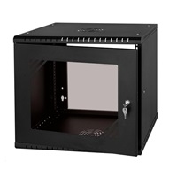 LEXI-Net 19" nástěnný rozvaděč Basic 9U 525x450, skleněné dveře, bez zad, rozložený, černý