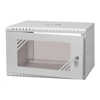 LEXI-Net 19" nástěnný rozvaděč Basic 6U 520x450, skleněné dveře, bez zad, rozložený, šedý