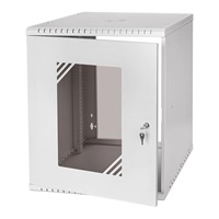 LEXI-Net 19" nástěnný rozvaděč Basic 12U 520x450, skleněné dveře, bez zad, rozložený, šedý