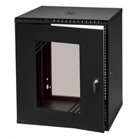 LEXI-Net 19" nástěnný rozvaděč Basic 12U 520x450, skleněné dveře, bez zad, rozložený, černý