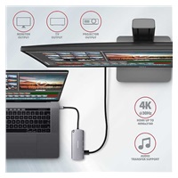 AXAGON HMC-6M2, USB 3.2 Gen 1 hub, porty 2x USB-A, HDMI, RJ-45 GLAN, SATA M.2 slot, PD 100W, kabel USB-C 18cm