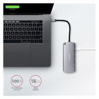 AXAGON HMC-6M2, USB 3.2 Gen 1 hub, porty 2x USB-A, HDMI, RJ-45 GLAN, SATA M.2 slot, PD 100W, kabel USB-C 18cm
