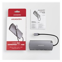 AXAGON HMC-6M2, USB 3.2 Gen 1 hub, porty 2x USB-A, HDMI, RJ-45 GLAN, SATA M.2 slot, PD 100W, kabel USB-C 18cm