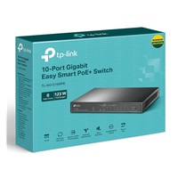 TP-Link CCTV Easy Smart switch TL-SG1210MPE (8xGbE, 1xGbE uplink, 1xGbE/SFP combo uplink, 8xPoE+, 123W, fanless)