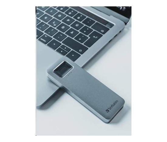 VERBATIM externí SSD 1TB, Executive Fingerprint Secure SSD, USB 3.2 Gen 1/USB-C, (W:356 MB/s, R:344 MB/s), šedá