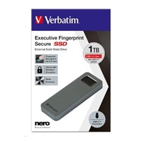 VERBATIM externí SSD 512GB, Executive Fingerprint Secure SSD, USB 3.2 Gen 1/USB-C, (W:356 MB/s, R:344 MB/s), šedá