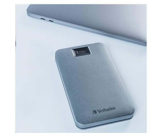 VERBATIM externí HDD 2TB, Executive Fingerprint Secure, USB 3.2 Gen 1 / USB-C, šedá