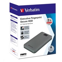 VERBATIM externí HDD 1TB, Executive Fingerprint Secure, USB 3.2 Gen 1 / USB-C, šedá