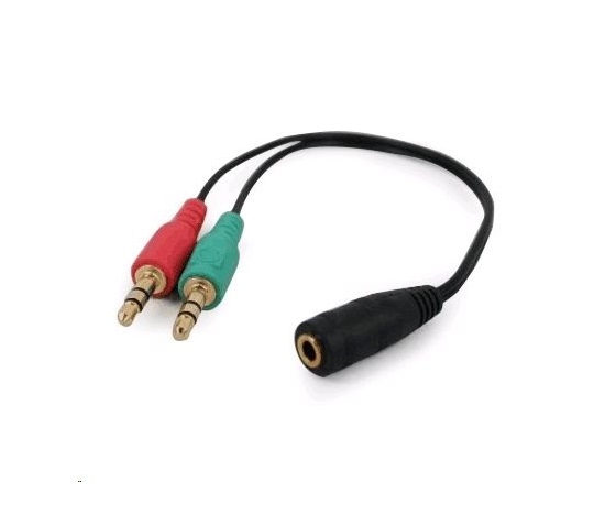 GEMBIRD Kabel rozdvojka jack 3,5mm (4 pólový) na 2x3,5mm F/M, 20cm, černá
