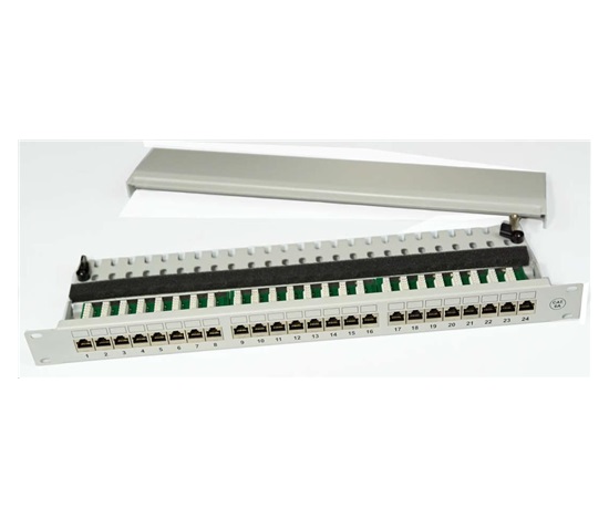 19" Patch panel 24port, FTP, Cat6A, šedý