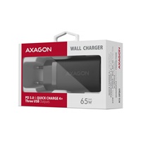 AXAGON ACU-DPQ65, GaN ładowarka sieciowa 65W, 3x port (USB-A + dual USB-C), PD3.0/QC4+/PPS/Apple, czarna
