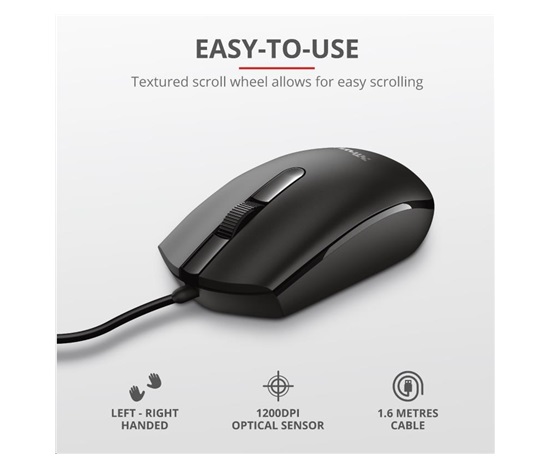 TRUST Mysz optyczna Mouse, USB, czarny