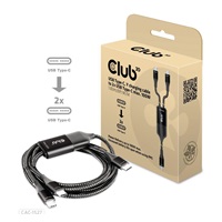 Club3D nabíjecí kabel USB Type-C, Y charging cable to 2x USB Type-C max. 100W, 1.83m/6ft M/M