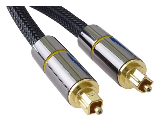 PremiumCord optický audio kabel Toslink, OD:7mm, Gold-metal design + Nylon, 2m