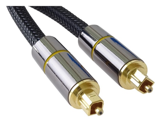 PremiumCord optický audio kabel Toslink, OD:7mm, Gold-metal design + Nylon, 3m