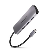AXAGON HMC-5, USB 3.2 Gen 1 hub, porty 2x USB-A, HDMI, SD/microSD slot, PD 100W, kabel USB-C 20cm