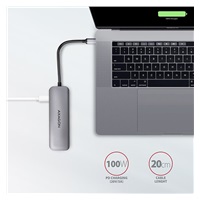 AXAGON HMC-5, USB 3.2 Gen 1 hub, porty 2x USB-A, HDMI, SD/microSD slot, PD 100W, kabel USB-C 20cm
