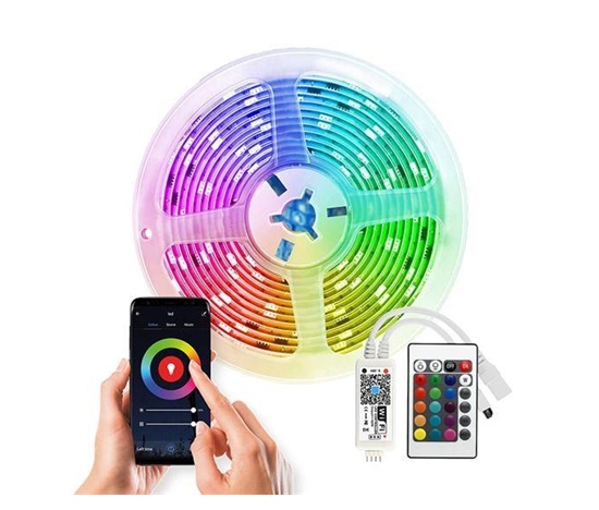 Solight Wifi Smart LED světelný pás, RGB, 5m, sada s adaptérem a dálkovým ovladačem