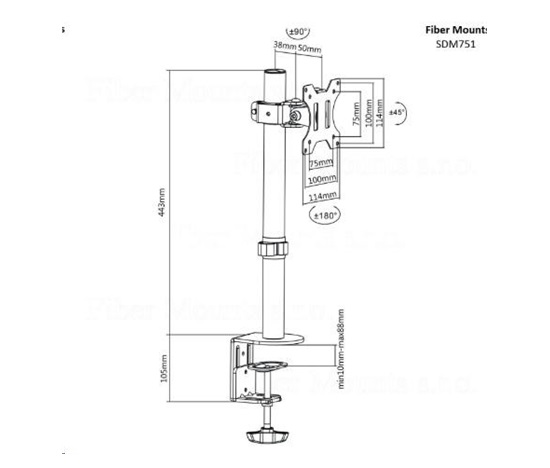 Držák na monitor, kloubový, stolní Fiber Mounts M7C52