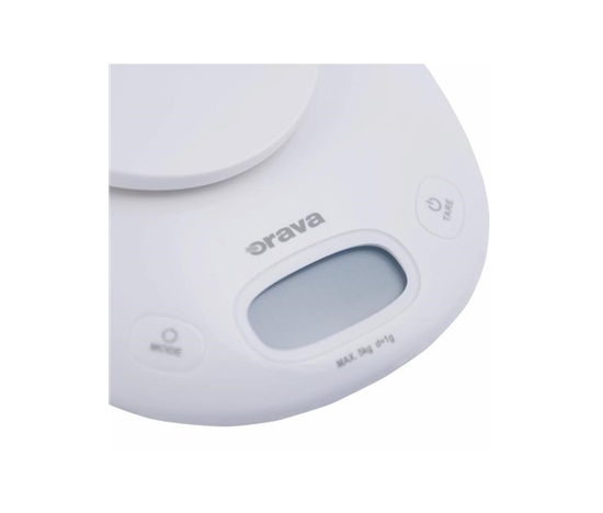 ORAVA EV-14 digitální kuchyňská váha s miskou, LCD displej, funkce TARE, přesnost 1 g