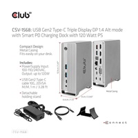 Club3D Dokovací stanice USB-C 12v1, 1xDP, 2xHDMI, 1xVGA, 2xUSB-C, 4xUSB, 1xRJ45, 1x3.5mm, šedá