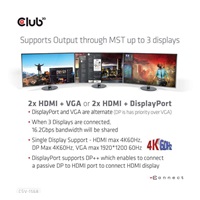 Club3D Dokovací stanice USB-C 12v1, 1xDP, 2xHDMI, 1xVGA, 2xUSB-C, 4xUSB, 1xRJ45, 1x3.5mm, šedá