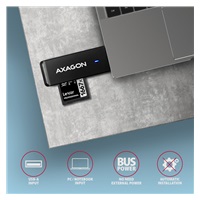 AXAGON CRE-S2N, USB-A 3.2 Gen 1 - SUPERSPEED czytnik kart, 2-gniazda & lun SD/microSD, UHS-I