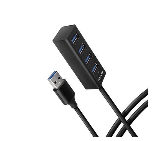 AXAGON HUE-M1AL, 4x USB 3.2 Gen 1 MINI hub, kovový, kabel USB-A 1.2m