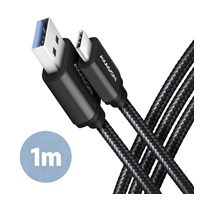 AXAGON BUCM3-AM10AB, SPEED kabel USB-C <-> USB-A, 1m, USB 3.2 Gen 1, 3A, ALU, oplet, černý
